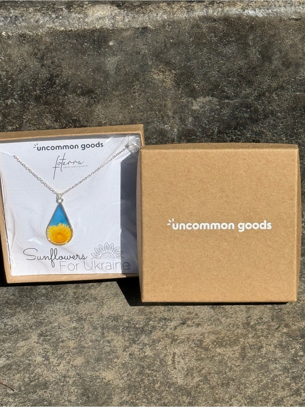 Uncommon 925 Italy Sunflower Teardrop Necklace - Blue & Yellow
